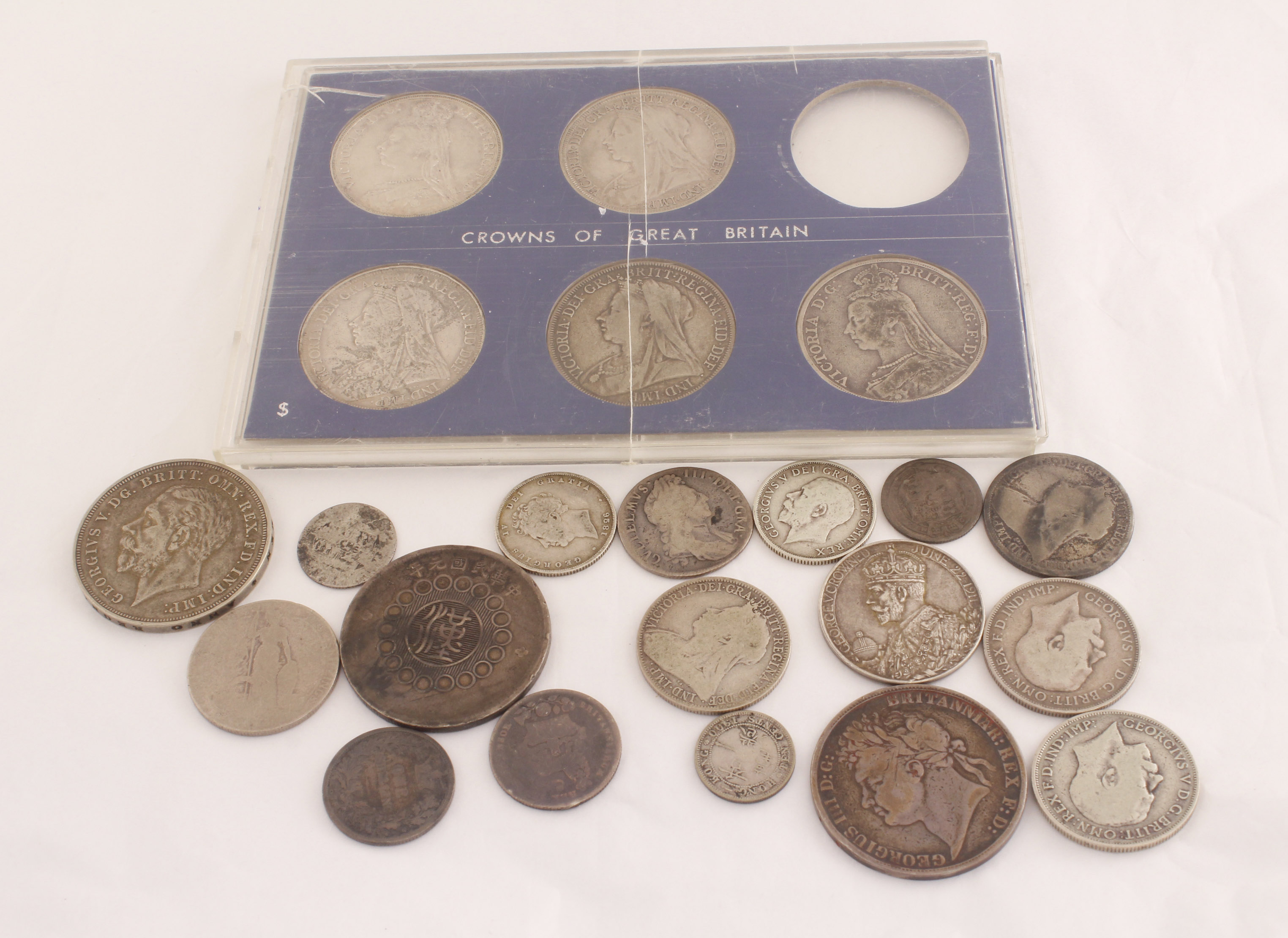 Five Victorian Silver crowns together with various other Silver earlier coins