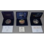 Three 925/Silver 5oz proof medallions,