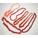 A quantity of 'branch' Coral necklaces