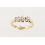 An 18ct H/M diamond 3 stone ring, approx total weight 0.50ct, size J, approx 3.