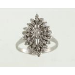 A 1960's 18ct white gold diamond cluster ring, approx 0.50ct & 3.