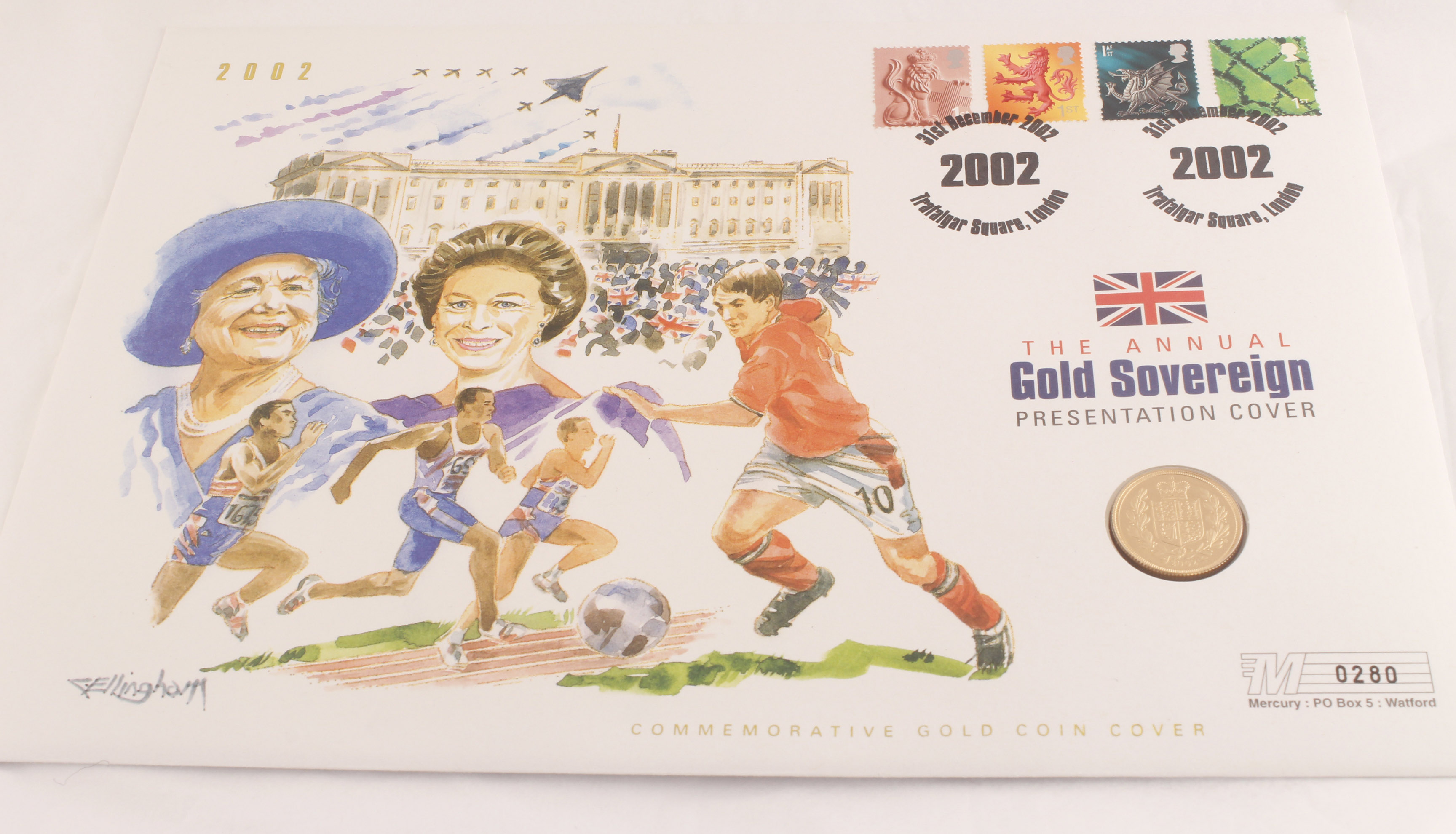 A 2002 gold sovereign coin commemorative cover,