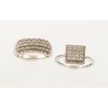 Two 9ct H/M white gold diamond set cluster style rings, each approx 0.30cts, together approx 4.