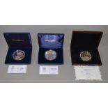 Three 925/000 silver 5oz proof medallions sold be Westminster