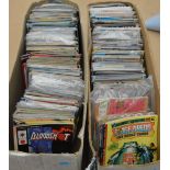 2 boxes of assorted comics including Marvel and DC examples.