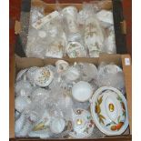 2 Trays of assorted dinnerware including Royal Worcester, Aynsley, Royal Albert etc.