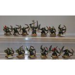 Games Workshop, Warhammer Fantasy: Regiment of 12 Orcs plus Orc Big Boss. Metal.