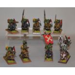 Games Workshop, Warhammer Fantasy: Regiment of 8 Orc Boarboyz plus a Shaman figure. Metal.