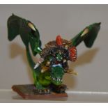 Games Workshop, Warhammer Fantasy: Orc War Boss riding a Wyvern. Metal. Professionally painted.