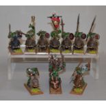 Games Workshop, Warhammer Fantasy: Regiment of 9 Orc Boarboyz plus a Savage Orc Shaman figure.