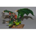 Games Workshop, Warhammer Fantasy: Orc War Boss riding a Wyvern. Metal. Professionally painted.