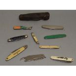 A collection of 10 penknives and similar.