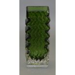 A Geoffrey Baxter for Whitefriars Zig-Zag vase, pattern 9761 in Meadow Green,