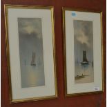 GARMAN MORRIS. A pair of watercolours depicting maritime scenes. Both signed G. Morris.