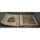 A large Victorian elephant folio scrap books containing various newspaper cutting, plates etc.