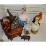 8 assorted ceramic whiskey decanters,