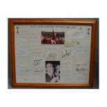A framed and glazed set of 23 separate autographs from the 1966 England World Cup squad,