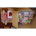 A good mixed lot of Ginny doll accessories and bisque headed dolls.