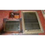 2 vintage mirrors together with a Chinese wall hanging wooden tiled panel with MOP inlay.