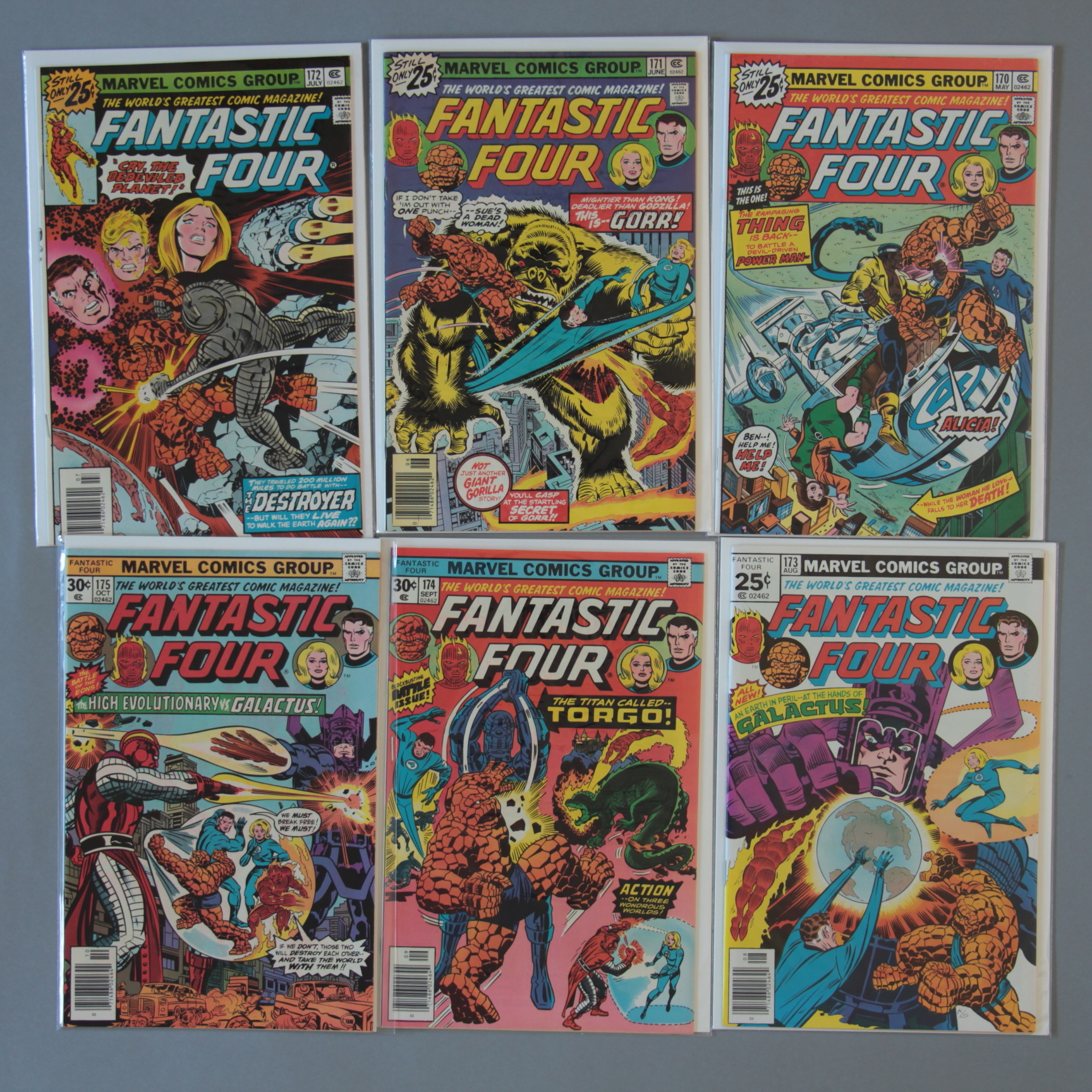 6 Marvel Fantastic Four comics No 170 - 175 In Near mint condition.