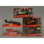 5 x SCX cars. 2 x 60690 Orange Arrows F1 Team 2001 Showcar. 61540 Jaguar Racing Sepang.