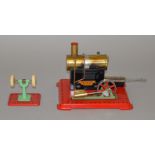 Live Steam Mamod stationary engine with polisher. Complete with burner tray.