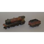 Live Steam O Gauge Bowman 4-4-0 tender locomotive. Overall F complete condition.