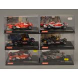 6 x Carrera cars. Panasonic Toyota Racing TF105 No16. F1 Red Bull Cosworth No15.