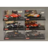 6 x Carrera car. Renault R28 Show Car No6. Ferrari F2002 V10 No1.