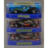 3 x Scalextric cars. C2840 Honda F1 No8. C3043 Vodafone McLaren Mercedes Lewis Hamilton No2 2010.