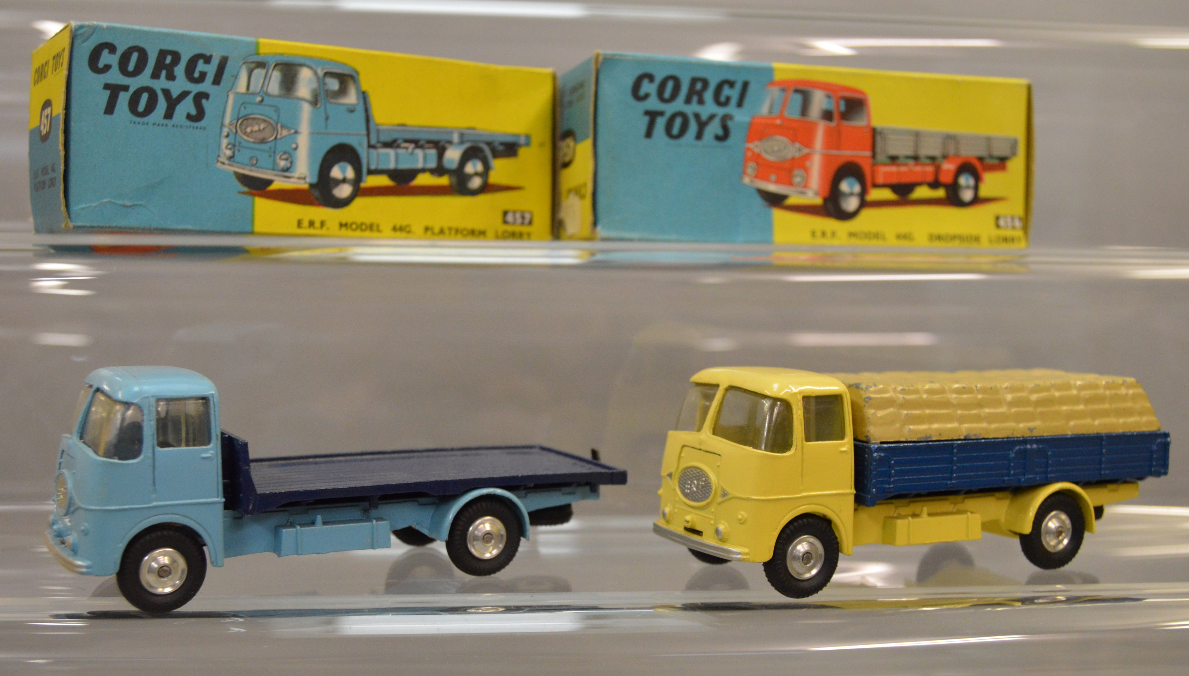 Two Corgi Toys, both ERF Model 44G Lorries: #456 Dropside Lorry; #457 Platform Lorry. Both boxed.