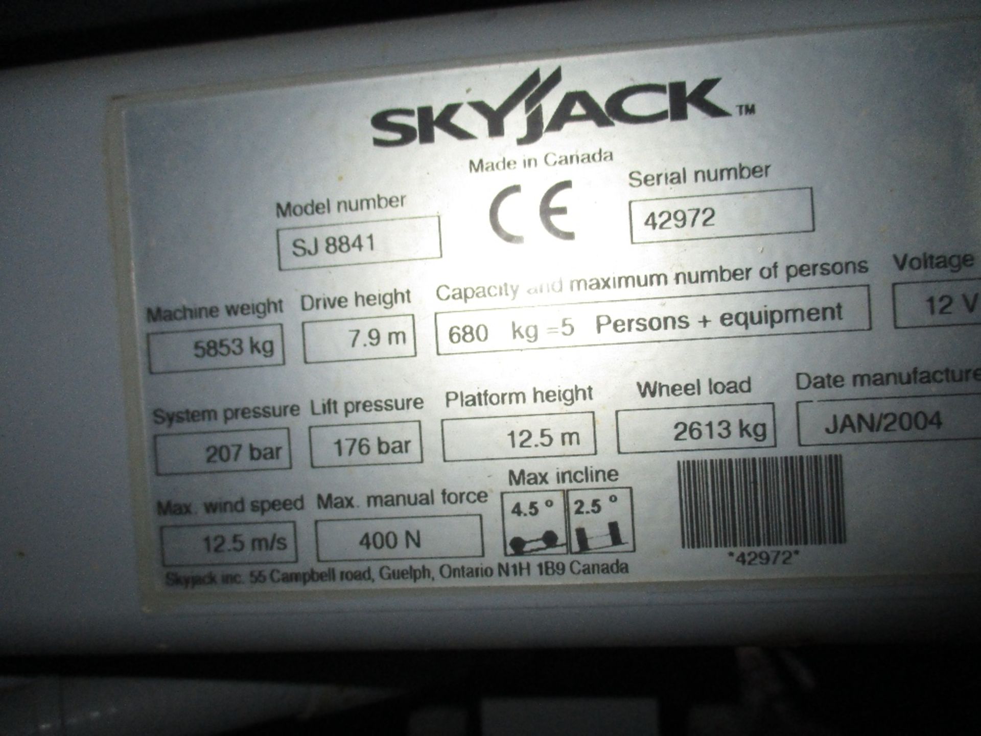 Skyjack SJ8841 four-wheel scissor lift platform yr2004 - Image 3 of 3
