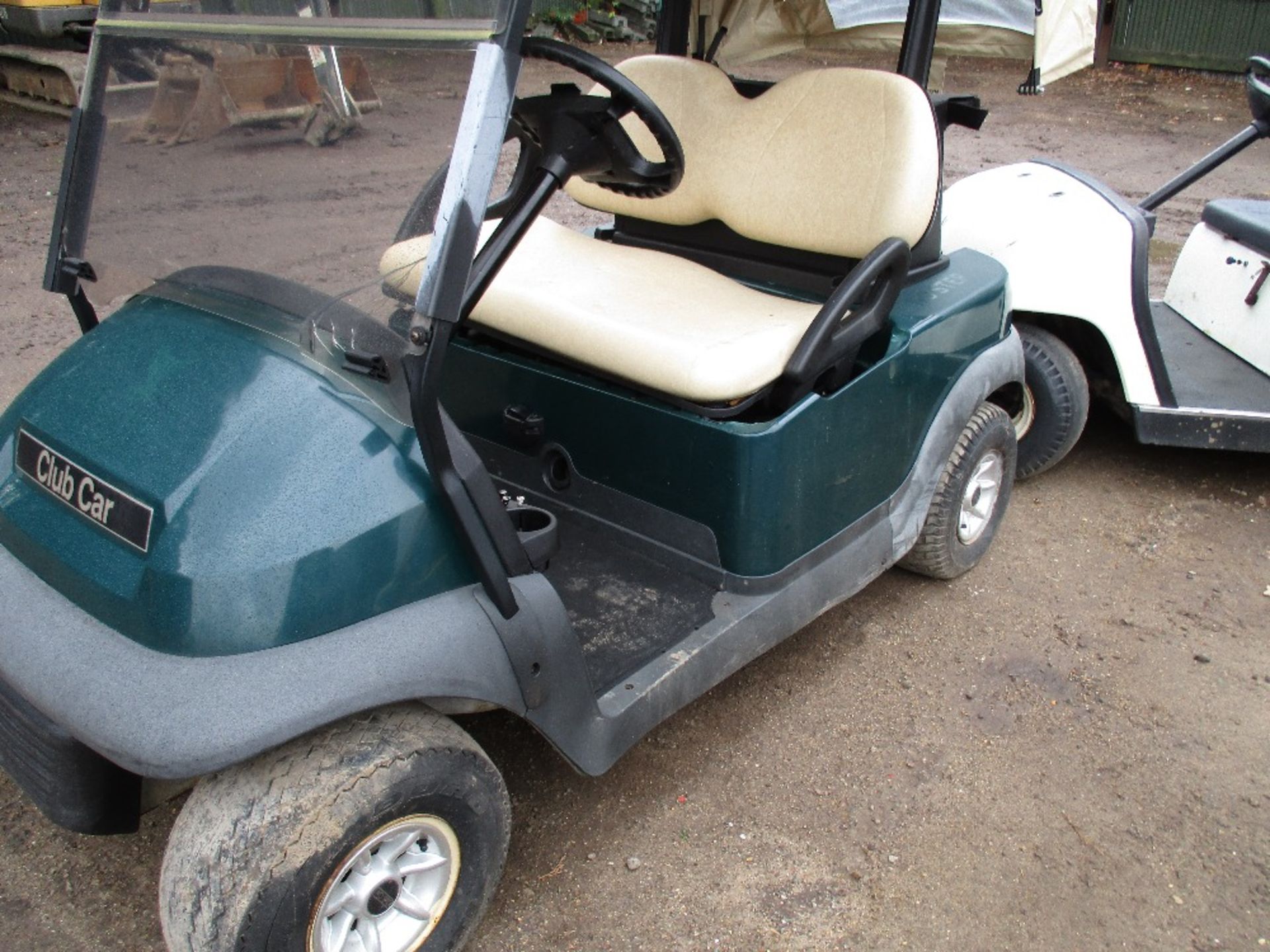 Club Car electric powered golf cart with roof green. Battery low untested - Image 2 of 2