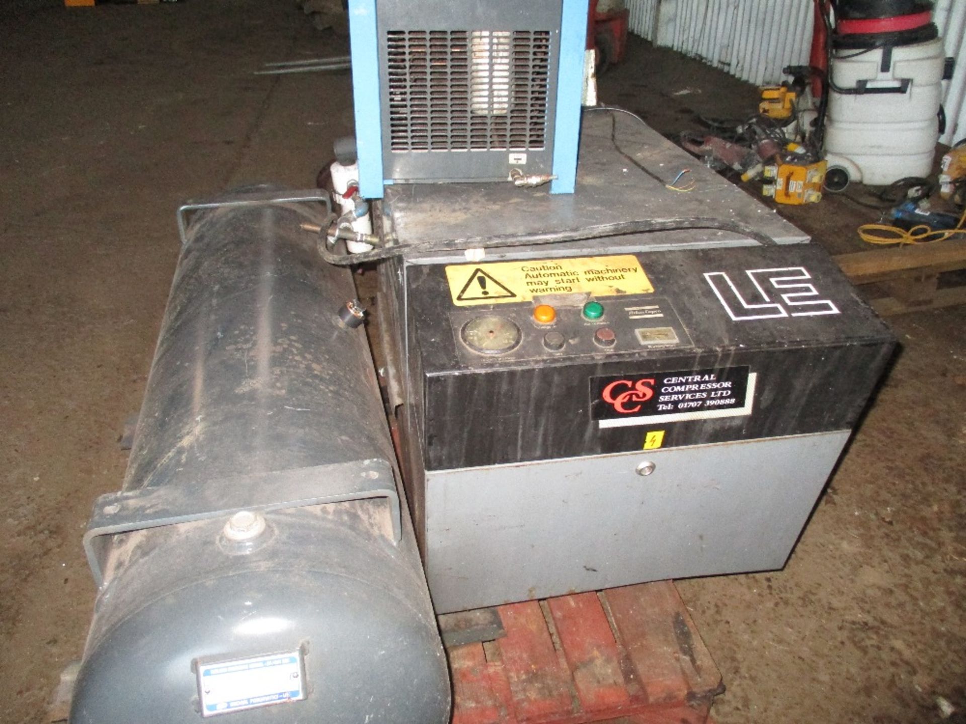 Atlas Copco packaged air compressor with receiver sourced from garage company liquidation - Image 2 of 5