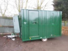 Groundhog towed welfare unit. Gas powered generator supplied with keys.