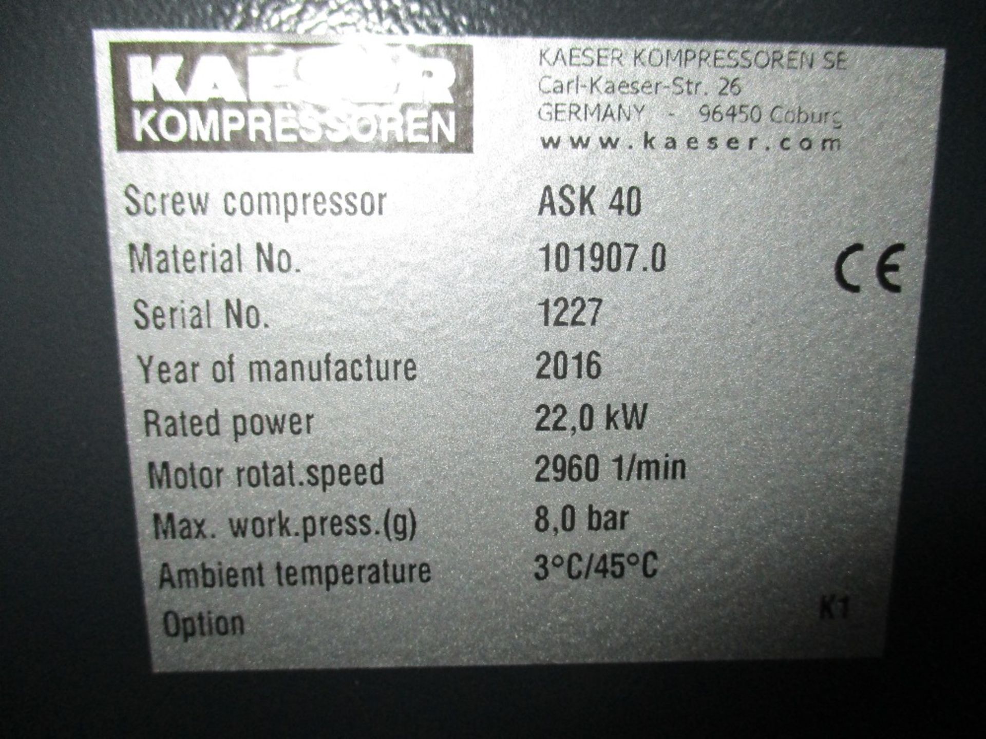 Kaeser ASK40 HPC Sigma compressor, unused...DAMAGED - Image 3 of 9