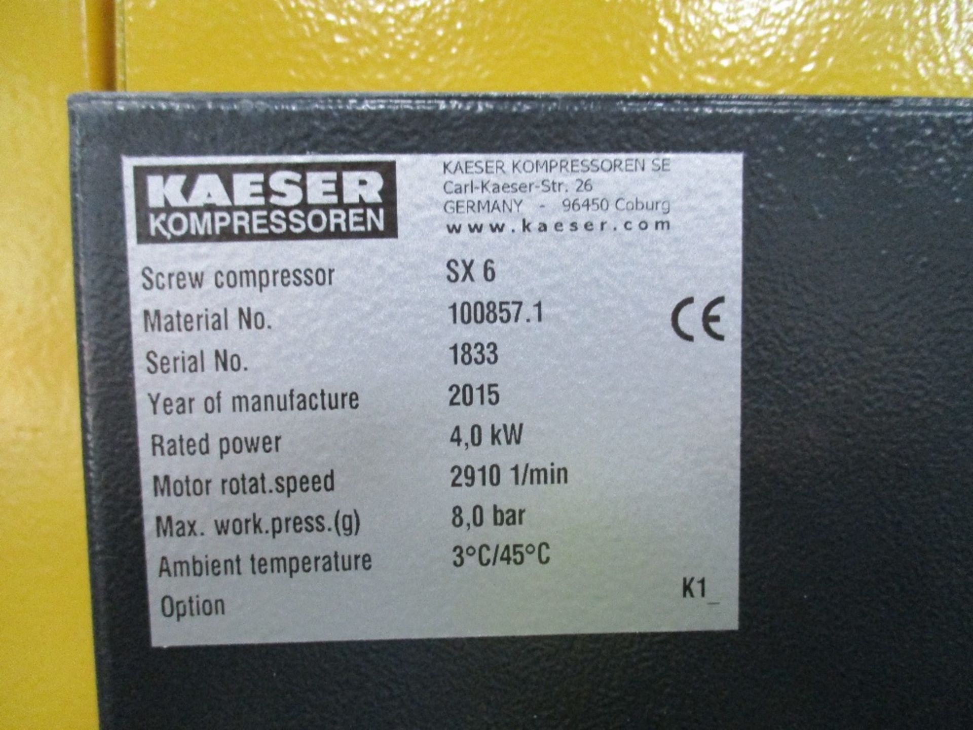 Kaeser SX6 compressor, unused...DAMAGED - Image 7 of 9