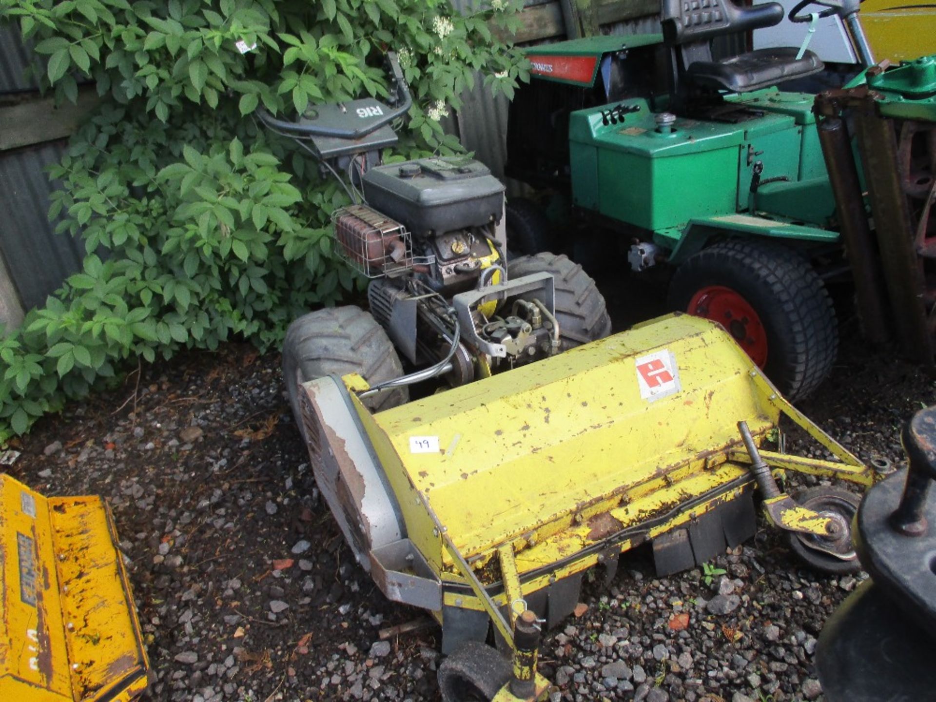 Reform pedestrian flail mower on wide flotation tyres