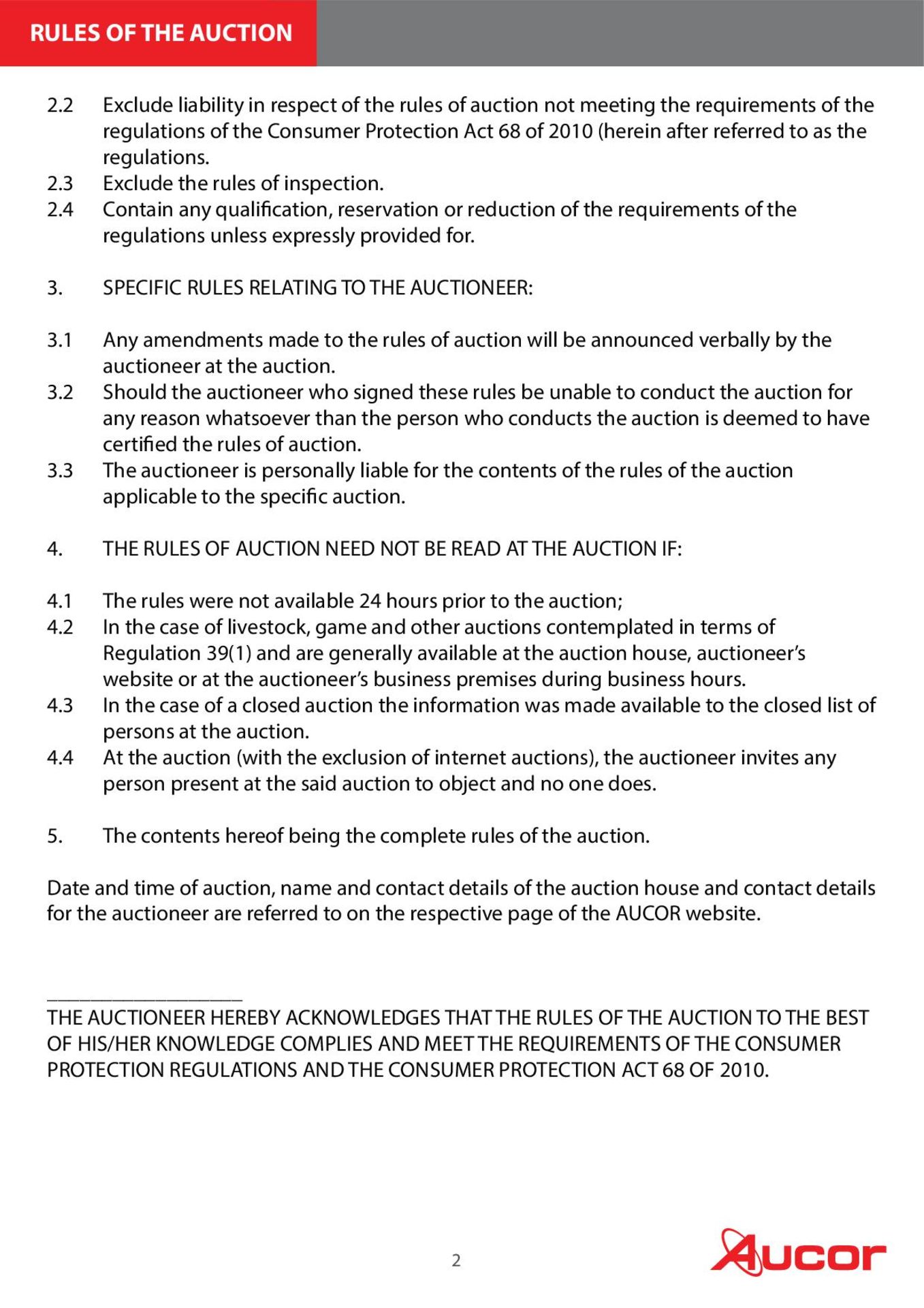 RULES OF THE AUCTION - Image 2 of 2