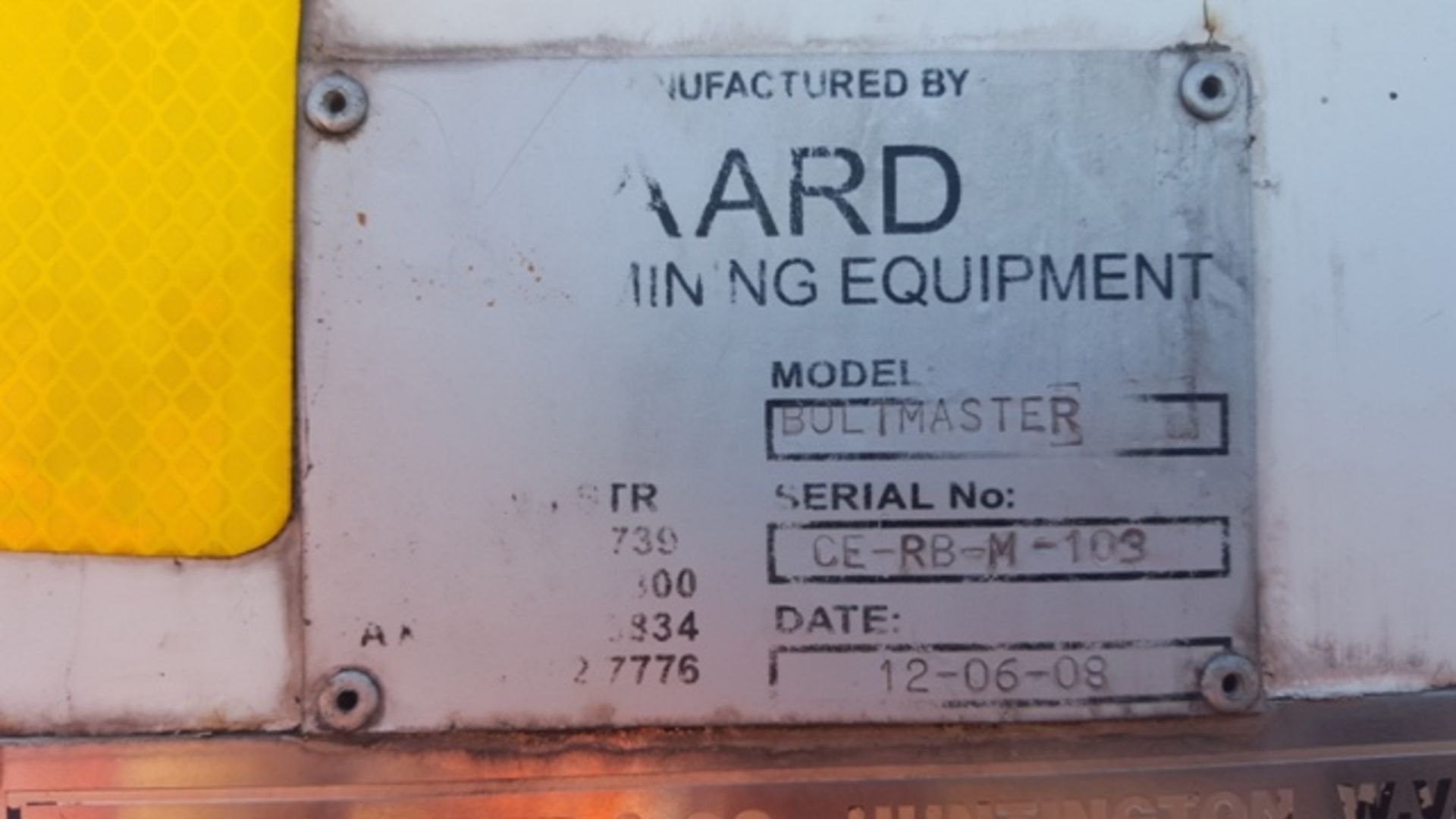 AARD ROOFBOLTER SERIAL: CE-RB-M-103 (HOURS 626) LOCATED IN HOTAZEL, NC) - Image 11 of 13