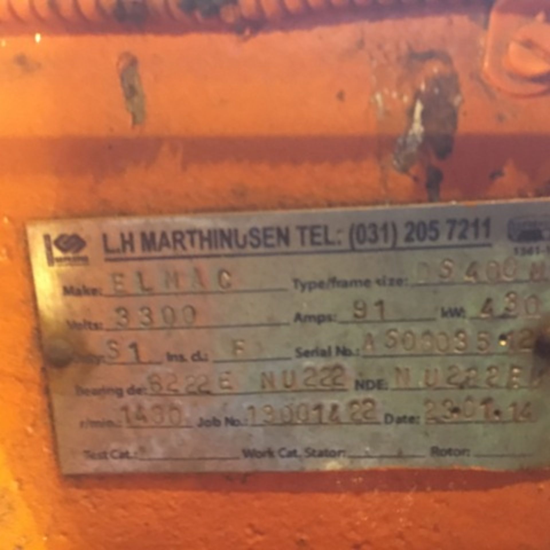ELECTRIC MOTOR (KW430, VOLT3300, AMP91)) (LOCATED IN RICHARDS BAY, KZN) - Image 3 of 3