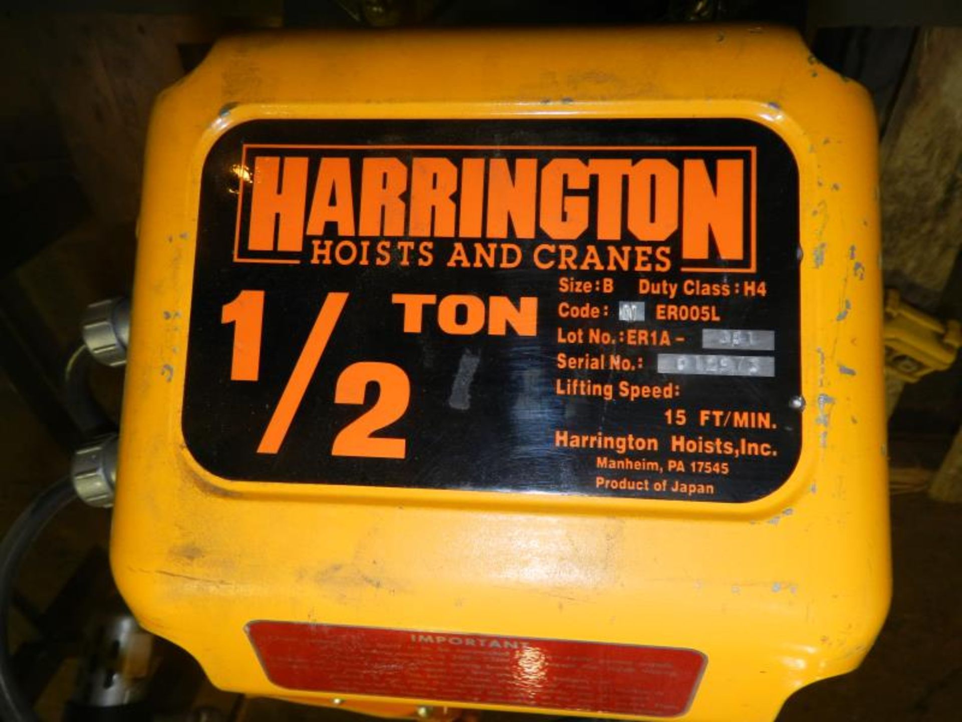 Harrington NER005l 1/2 Ton Electric Hoist