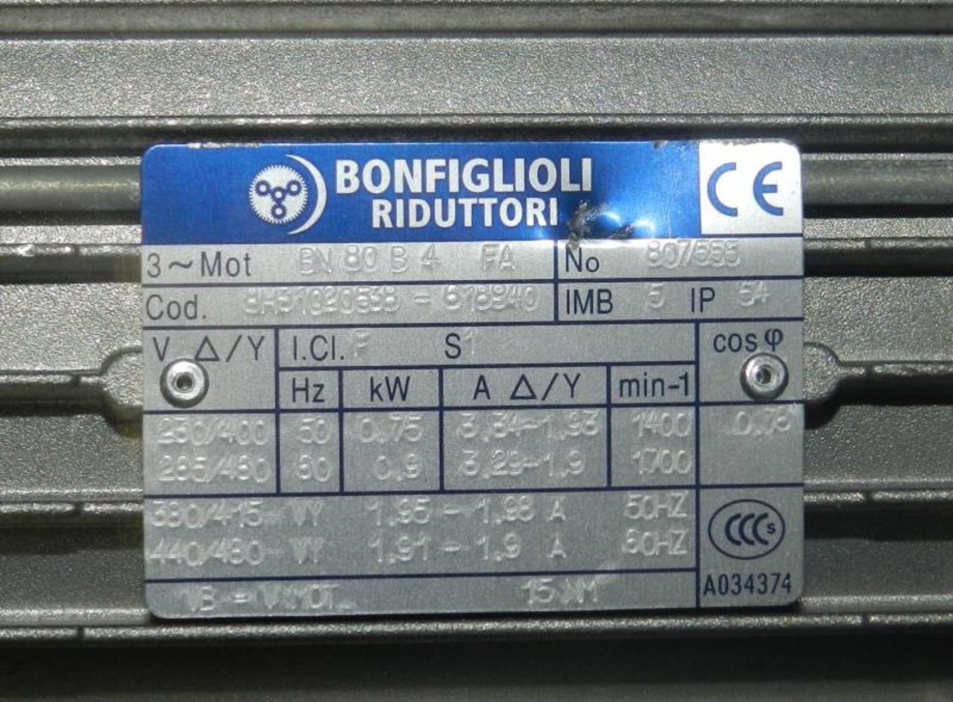 Bonfiglioli Riduttori BN80B4 FA Motor 0.75/0.9 kW ~ New in Box - Image 4 of 5