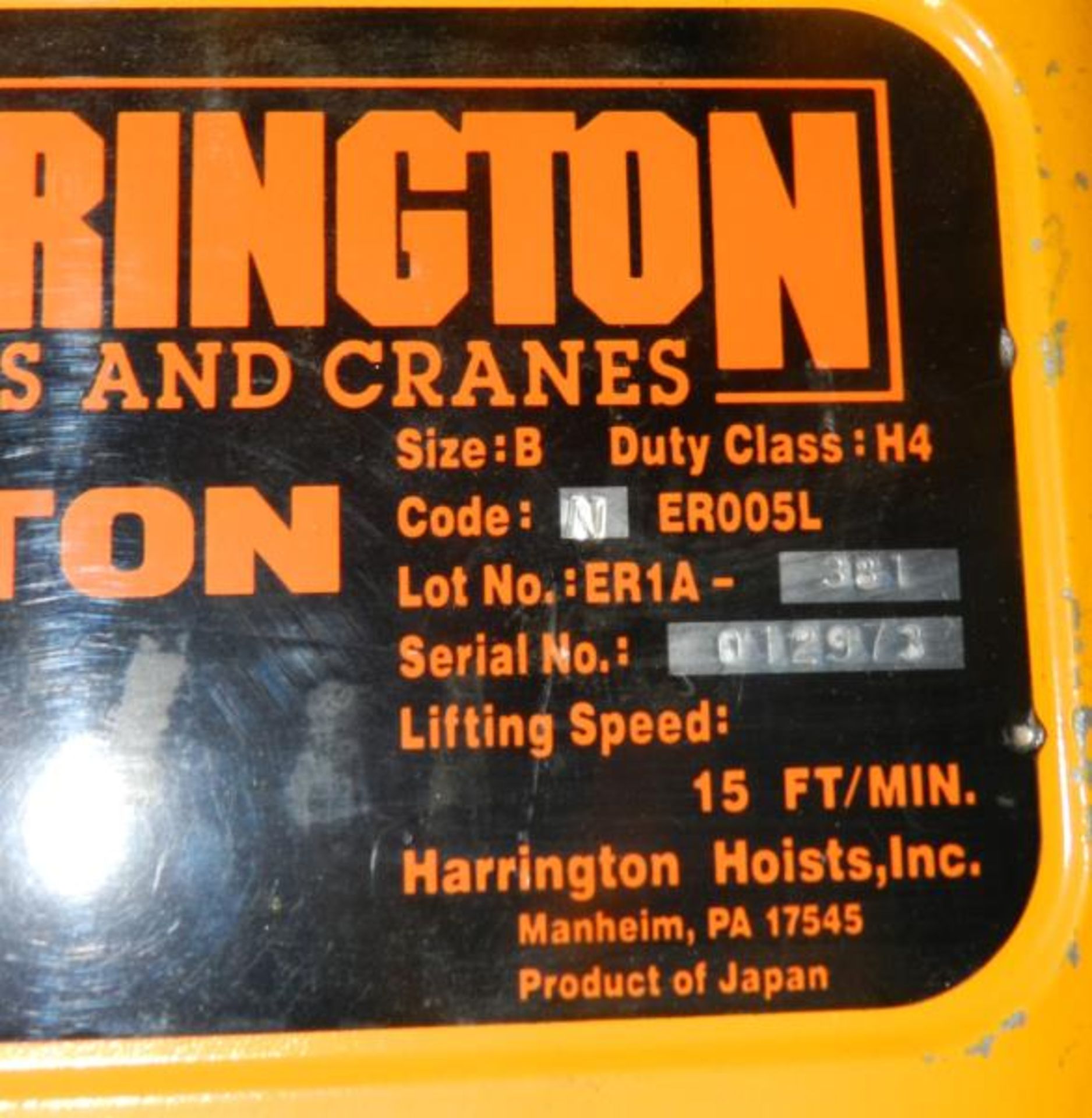 Harrington NER005l 1/2 Ton Electric Hoist - Image 9 of 9