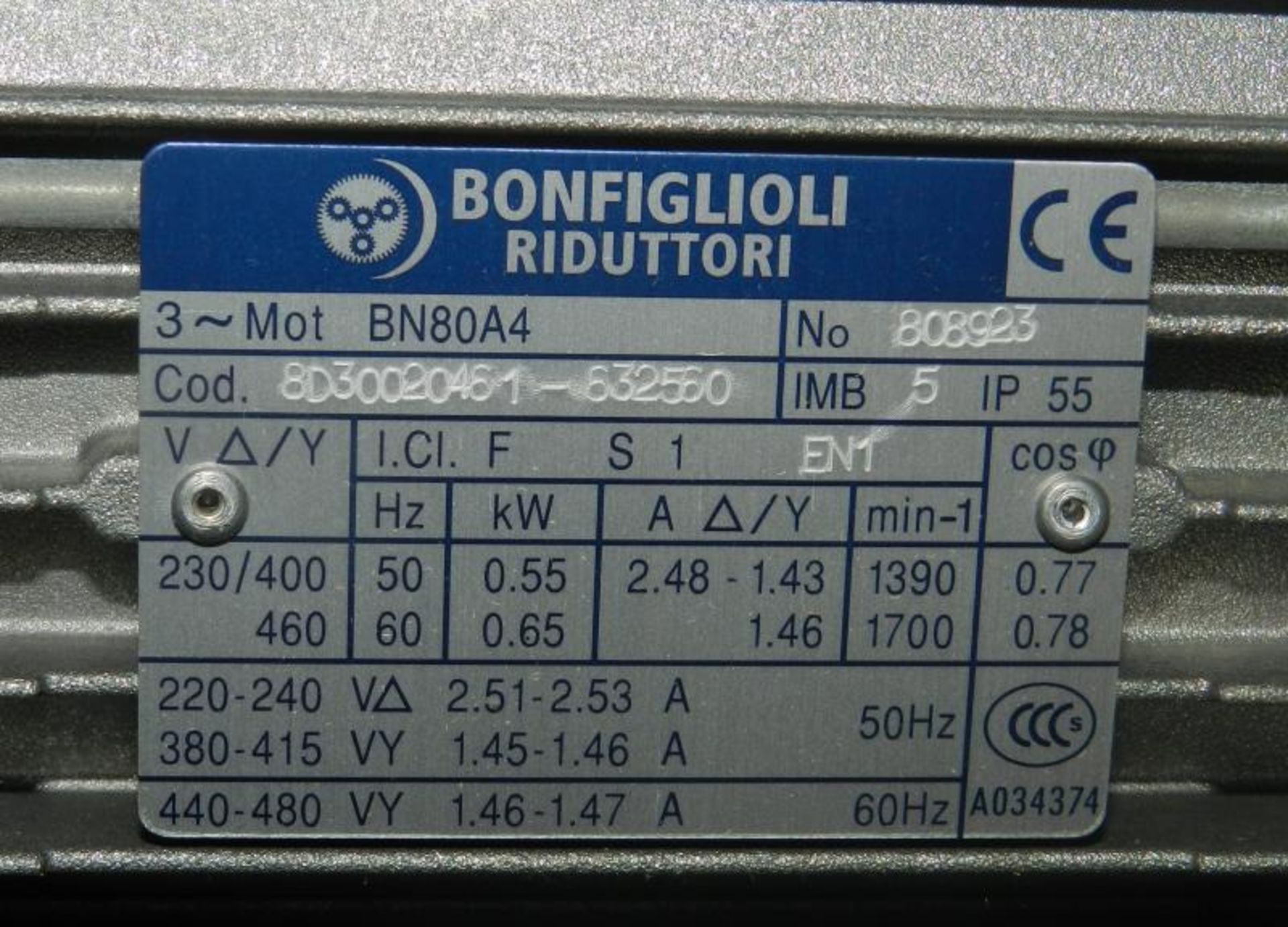 Bonfiglioli Riduttori BN80A4 Motor 0.55/0.65 kW w/ Encoder ~ New in Box - Image 6 of 6