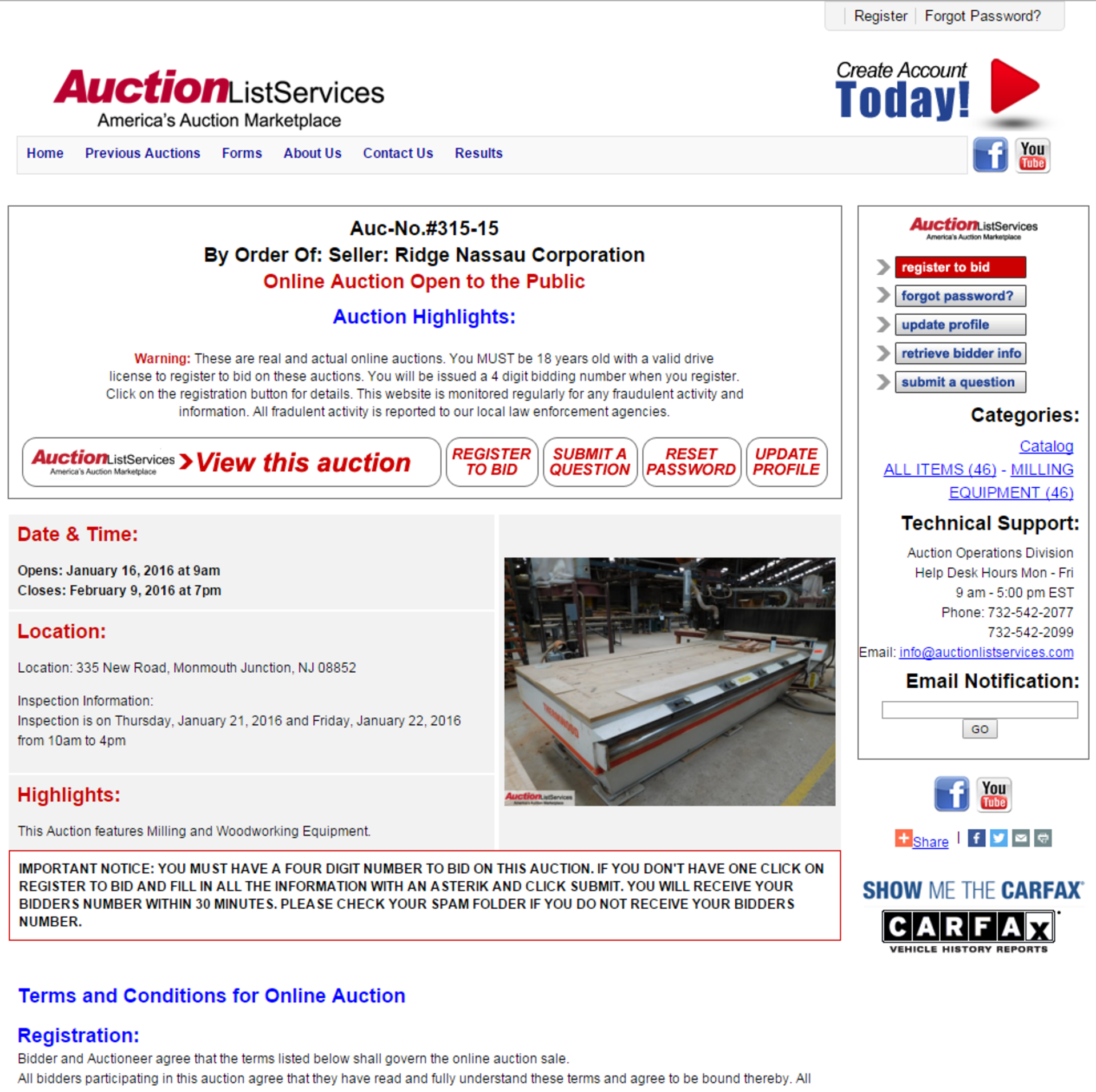 This auction is being conducted on Auctoin List Services' Website