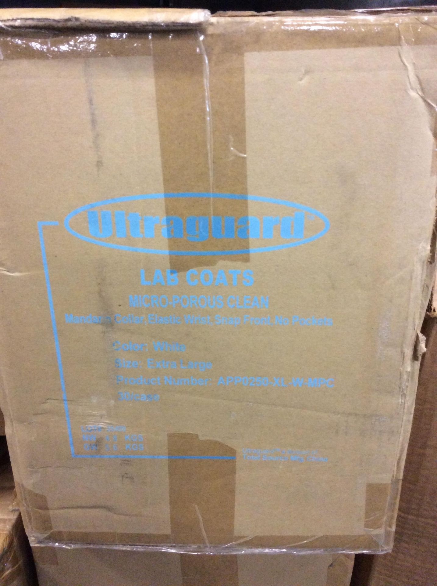 BOX OF ULTRA GUARD LAB COATS SIZE: XL 30 IN BOX