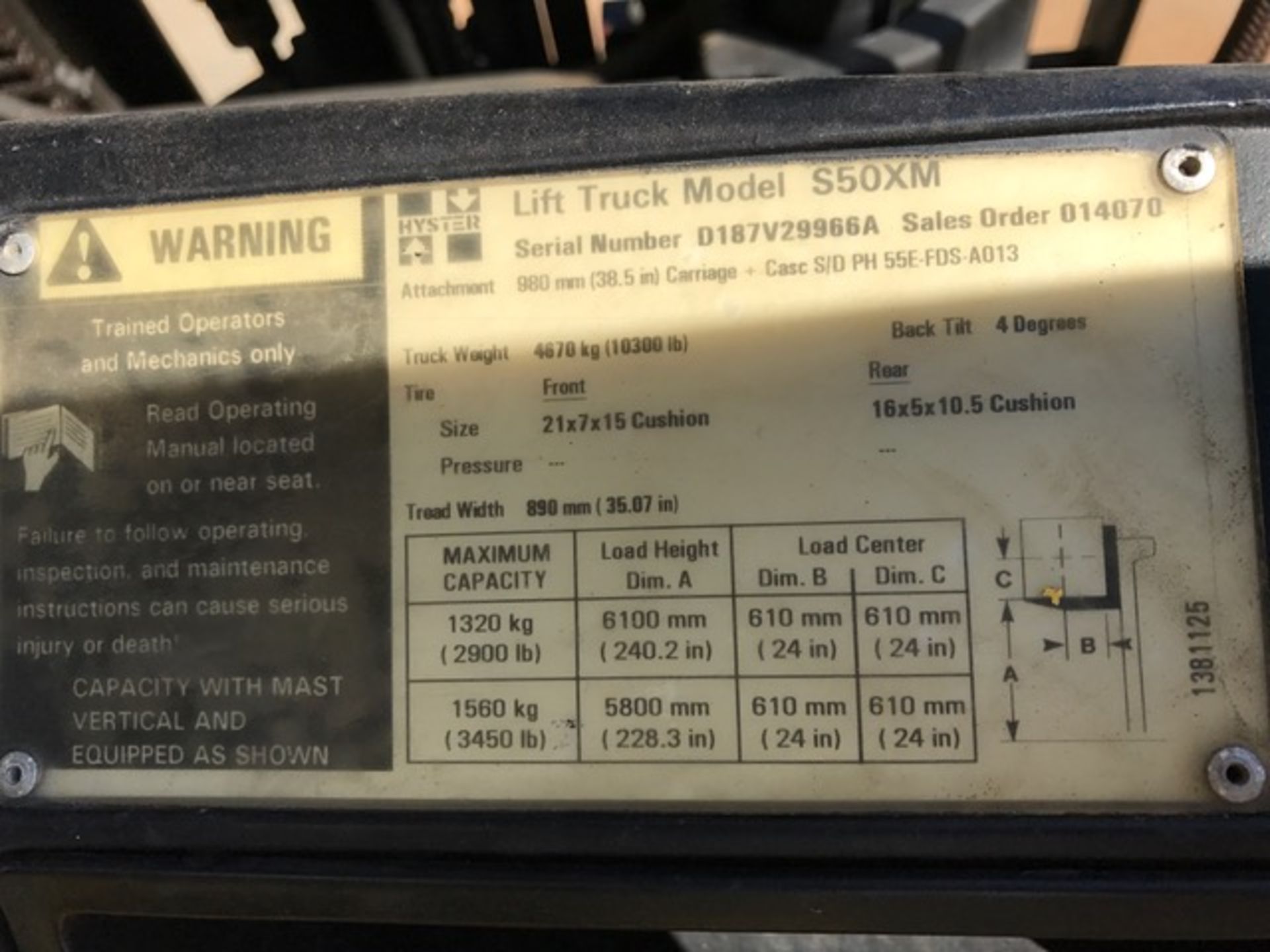 HYSTER LP GAS FORKLIFT MOD. S50XM, 2,900 LB LIFT CAP. 240" MAX HEIGHT - Image 6 of 7