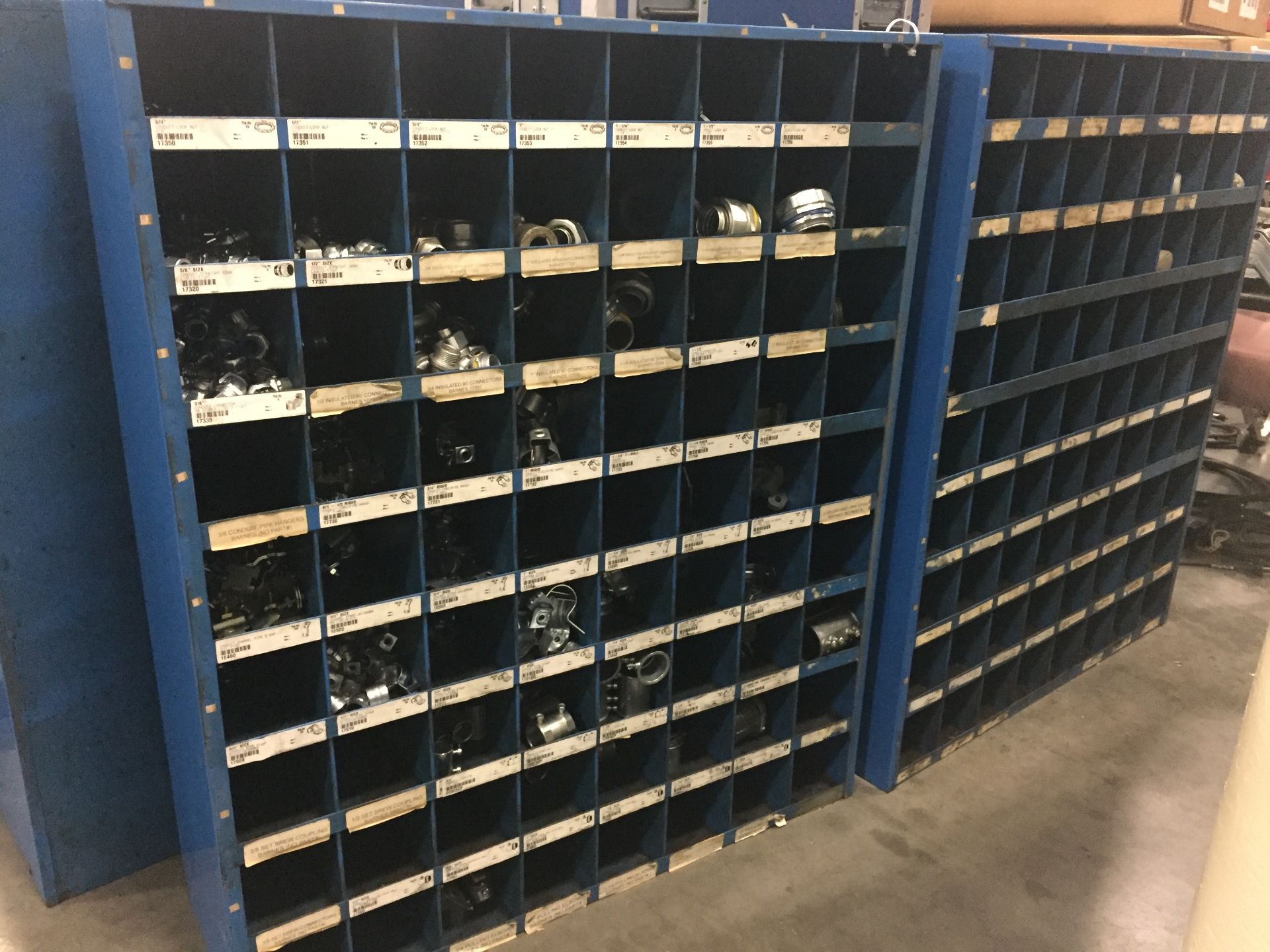 TWO BLUE STORAGE CABINETS W/ CONTENTS