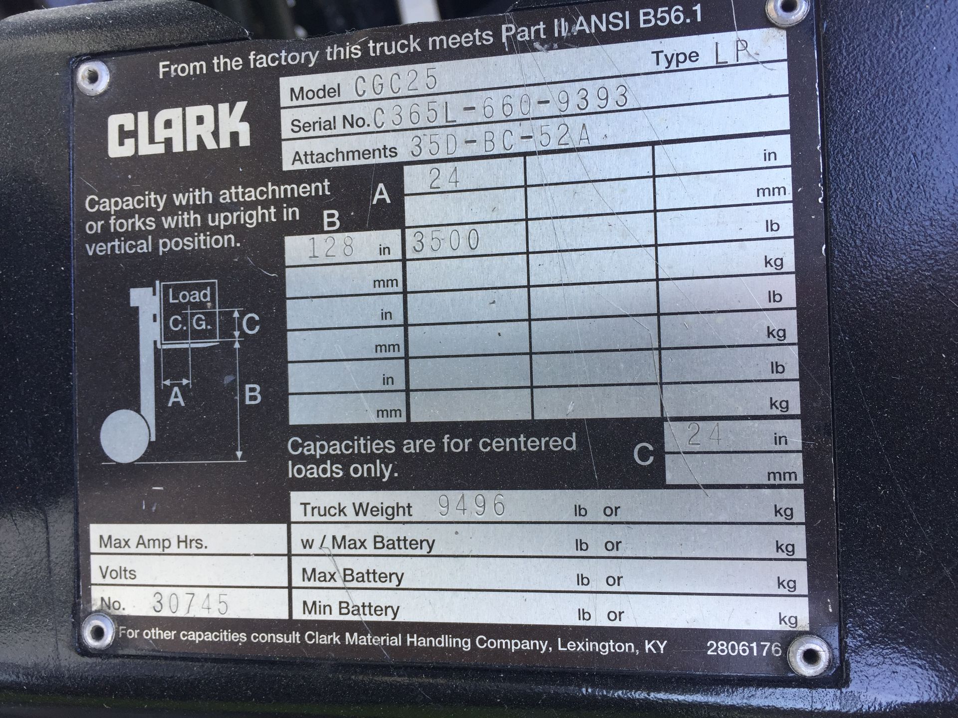 CROWN LP FORKLIFT MODEL CGC25 3,500 LB CAP. - Image 6 of 9